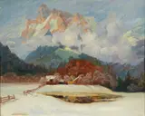 Jean (German, 1878-1955), Bavarian Alps Mountain Village by Anacker, oil on board, offered Mar 2026