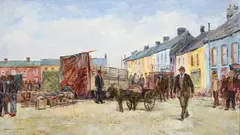 Marshall C. Hutson, Open Air Market, Ireland, oil on masonite
