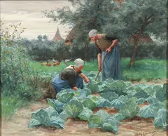 Willy Martens, Tending The Garden, watercolor