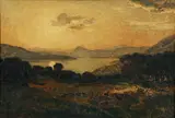Émile-René Ménard, Coucher de soleil sur lac d'Annecy [Sunset Over Lake Annecy], likely 1900-, 1910, oil on canvas