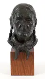 Johnny Powderface, Stoney First Nation, Alberta Peoples by Harold Pfeiffer, 1980, bronze bust, incised signature, J.P, offered Mar 2026