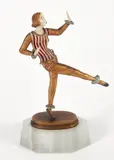 Dancing Figure, polychromed by Otto E. Scheer, bronze, 7 inches tall, (including quartz base), with incised signature on base, offered Mar 2026
