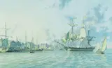 John Stobart, Alexandria, The ship Fairfax leaving Alexandria for Rio de Janeiro in 1845, offset, lithograph
