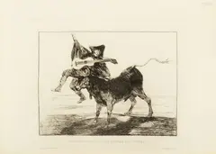 Untitled by Francisco Goya, Etching on Paper Ca. 19th Century, Aveugle Enlevé Sur Les Cornes D'un Taureau, offered Sep 2024