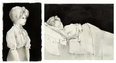 Richard Jerzy, Untitled, Mixed Media on Wove Paper 1962, "Judie", Standing And Sleeping