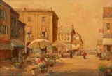 Dennis Ainsley, Untitled, Oil on Canvas "Normandy Street Scene"