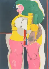 Richard Linder, Untitled, Lithograph in Colors on Wove Paper, 1971, "Fetish Woman"