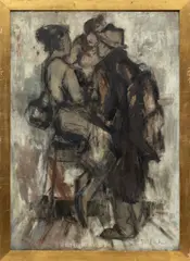 Jan Rijlaarsdam, Untitled, Mixed Media on Board "Bar Scene"