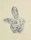 Jack Faxon, Untitled, Ink Sketch Abstract Figure