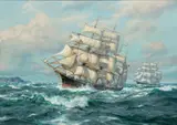 Charles Vickery, Untitled, Oil on Canvas "In the Days of the Square Riggers"