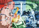 Romare Bearden, Untitled, Lithograph in Colors on Wove Paper, 1979, "Bopping in Birdland (Stomp Time)"