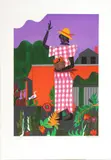 Romare Bearden, Untitled, Lithograph in Colors on Wove Paper, 1980, "Girl in the Garden"