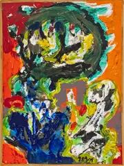 Asger Jorn, Untitled, Acrylic on Paper Mounted to Canvas, 1969, "Untitled"