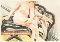 Untitled by Philip Pearlstein, Lithograph in Colors on Wove Paper, 1977, "Nude on Eames Stool", offered Sep 2024