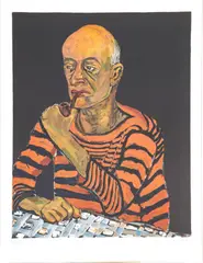 Untitled by Alice Neel, Lithograph in Colors on Wove Paper, 1980, "John (Man with Pipe)", offered Sep 2024