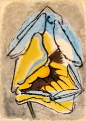 Charles Culver, Untitled, Watercolor And Graphite on Wove Paper Ca. 1949, "The Wilted Pansy"