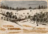 Charles Culver, Untitled, Watercolor on Paper Ca. 1948, "Rural Winter Landscape"