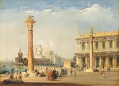 Edward Pritchett, Untitled, Oil on Canvas, Ca. 1840, View from St. Mark's Square Piazzetta, Venice