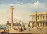 Edward Pritchett, Untitled, Oil on Canvas, Ca. 1840, View from St. Mark's Square Piazzetta, Venice