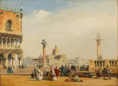 Edward Pritchett, Untitled, Oil on Canvas, Ca. 1840, View from St. Mark's Square Piazzetta , Venice
