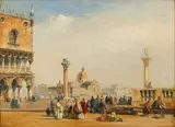 Edward Pritchett, Untitled, Oil on Canvas, Ca. 1840, View from St. Mark's Square Piazzetta , Venice