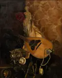 Bruce Kimberling, Untitled, Oil on Canvas, 1970, "Golden Mandolin"