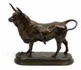 Antoine-Louis Barye, Untitled, Bronze Sculpture Ca. 1900, "Bull with Banderilla"