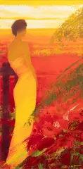Emile Bellet, Untitled, Oil on Canvas "Promenade Rouge"