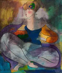 Linda LeKinff, Untitled, Oil on Board "La Source (Seated Woman)"