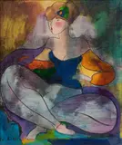 Linda LeKinff, Untitled, Oil on Board "La Source (Seated Woman)"