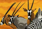 Jorge Fernandini, Untitled, Watercolor And Ink on Paper, "Zebra And Oryx"