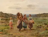 César Pattein, Untitled, Oil on Canvas 1908, "Wood Gatherers"