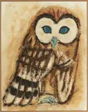 Charles Culver, Untitled, Watercolor on Wove Paper Ca. 1962, "Owl"