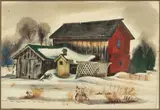 Charles Culver, Untitled, Watercolor on Wove Paper, 1942, "Michigan Farm in Winter"