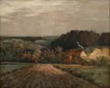 Jean-Charles Cazin, Untitled, Oil on Canvas Ca. 1870, "Early Fall, Countryside"