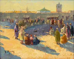 Orientalist by Vincent Manago, Oil on Board, offered Jul 2024