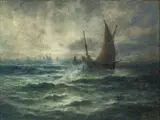 Untitled by Robert Hopkin, Pastel on Artist Board, Ca. 1900, "Sailing Vessels in a Choppy Sea", offered Jul 2024