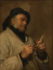 Frank Bramley, Untitled, Oil on Canvas Mounted to Masonite, Ca. 1886, "Old Salt"