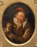 Frans van Mieris the Younger, Untitled, Oil on Beveled Oval Panel, 18th C., "The Smoker"