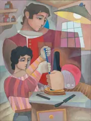 Untitled by Enrique Sanchez, Oil on Canvas, "The Workbench", offered Jul 2024