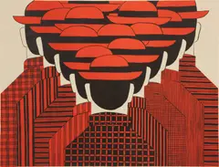 Yannis Gaïtis, Untitled, Silkscreen on Wove Paper, "Red Men"