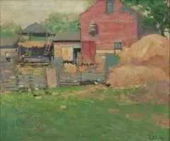 Ernest D. Roth, Untitled, Oil on Canvas, Red Farmhouse