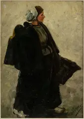 Hans von Bartels, Untitled, Oil on Board, Ca. Early 20th C., "Holländische Frau, Katwijk"