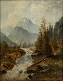 Karl Kaufmann, Untitled, Oil on Canvas, 19th C., "Torrent, Switzerland"