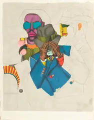 Richard Linder, Untitled, Lithograph in Colors on Wove Paper, 1971, "New York Men (Fun City)"