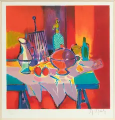Marcel Mouly, Untitled, Lithograph in Colors on Wove Paper, 2001, "Nature Morte: Siphon, Grill Et Soupiere"