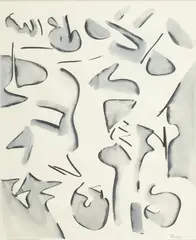 Untitled by Jack Faxon, Watercolor. Abstract in Grey And Black, offered Jul 2024