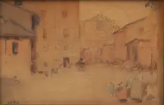 Ernest D. Roth, Untitled, Watercolor on Paper, "Street Scene"