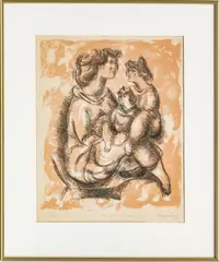 Untitled by Chaim Gross, Lithograph on Paper, "Happy Mother", offered Jul 2024