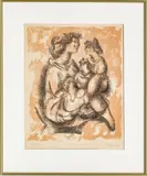Chaim Gross, Untitled, Lithograph on Paper, "Happy Mother"